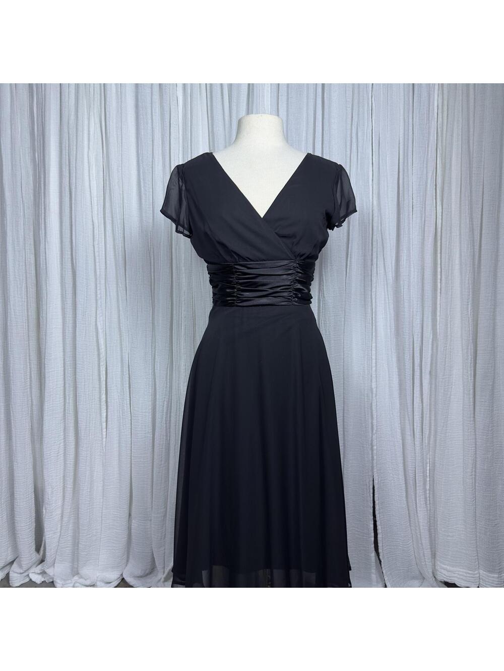 Vintage Gothic Y2K Fairy Whimsigoth Black Ruched A-Line Mididress (6)